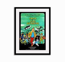 Adventures Of Tintin Tintin Lake of Sharks   Poster Print Tin Tin Retro Wall Art