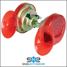 12v Red Horn, Snail Twin Pack for Motorcycle Motorbike Scooter Loud 130dB
