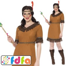 Smiffys Pocahontas Indian Maiden Cowboy Ladies Adults Fancy Dress Costume