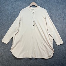 Ischiko Tunic Top Womens UK 10-12 Peach Cotton Blend Button Up Pocket Detail