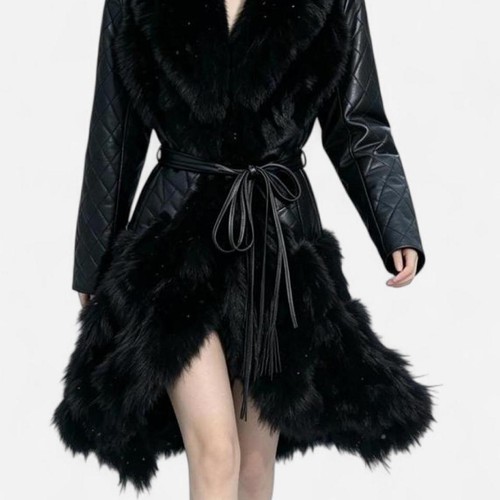 Black genuine sheepskin