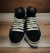 Adidas Nizza Men's Low Top Size 7 UK Trainers Black White Stripes VGC Sneakers