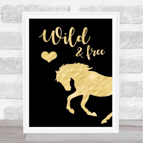 Wild free gold black horse - gold,