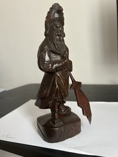 Chinese Warrior Statue Guan Yu Han Dynasty Protection Vintage Boxwood 22 cm