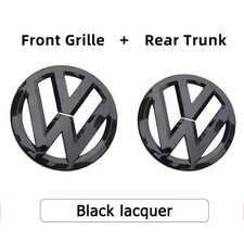 Front + Rear VW Polo 2012-2016 Black Glossy Badges