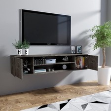 Floating TV Unit, Wall Mounted TV Cabinet with 2 Shelves 2 Push to Open