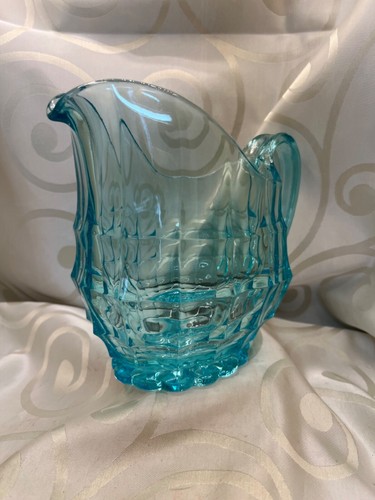 Pressed glass pitcher blue - pressed,