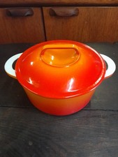 MID CENTURY CASRON DUTCH OVEN STOCK POT ORANGE 70'S VINTAGE