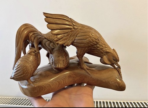 Hand carved wooden - wooden, hen