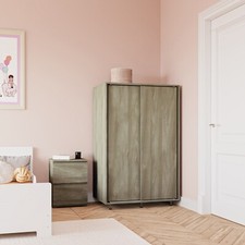 120cm 2 Sliding Doors Wardrobe Bedroom Storage Closet Hanging Rail Cupboard Unit