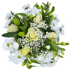 FRESH REAL FLOWERS DELIVERED UK FREE NEXT DAY - White Bouquet - FREE DELIVERY