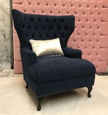 Chesterfield Queen Anne Armchair navy blue
