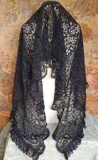 Black Lace Large Shawl Vintage