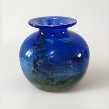 Isle of Wight Studio Glass Early Michael Harris Aurene Glass Globe Vase 1970's 