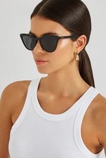 Authentic PRADA Black Acetate Cat Eye Sunglasses -SPR08R Black Grey UV 57/19 140