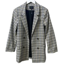 Lovetree Blazer Size Large Black Check Stretch Jacket Double Breasted Look NWOT