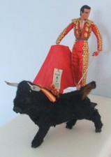 VINTAGE 1970s MALIN CHICLANA SPANISH BULLFIGHTER DOLL AND BULL
