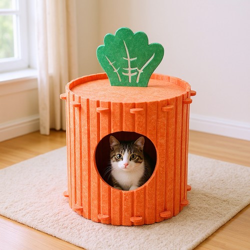 Carrot felt cat bed - felt,