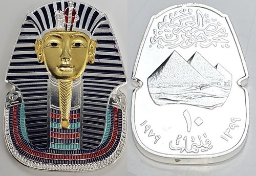 Gold silver pharaoh coin - silver,