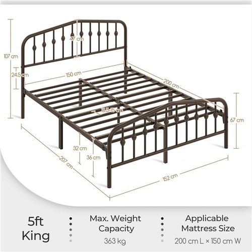 King metal bed frame - king, w/
