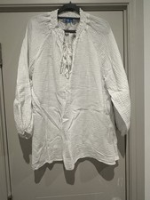 White Baggy Cheesecloth Cotton Beach Shirt Made In Italy One Size