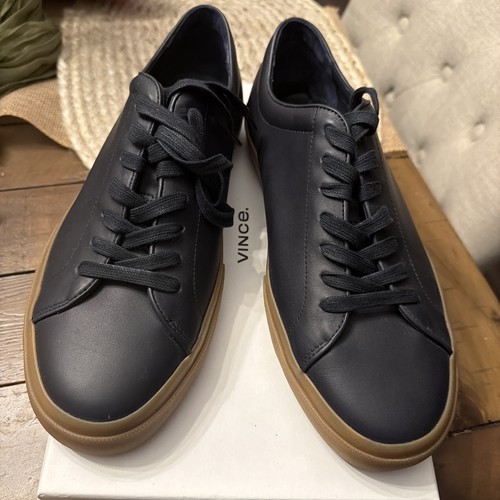 Vince men navy leather low - vince,