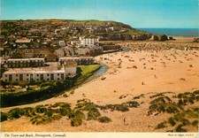 c19588 The Town and Beach Perranporth Cornwall England John Hinde postcard