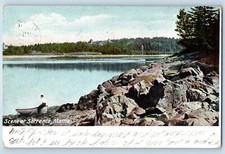 Sorrento Maine ME Postcard Scene Man On Boat Big Rocks Scenic View 1908 Antique