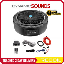 Recoil SL1708 400 Watts 8" 20cm Car Under Seat Amplified Subwoofer & Wiring Kit