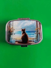METAL PILL BOX FEATURING CAT