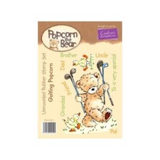 Crafters Companion : Popcorn the Bear : Unmounted Rubber Stamp : Golfing Popcorn