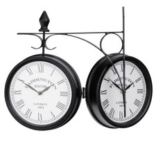 Retro Double-Sided Wall Clock Paddington Station Hanging Bracket Indoor Outdoor
