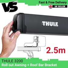 THULE 3200 2.5m ROLL-OUT BOX AWNING BLACK + ROOF RACK ADAPTER TO WINGBAR T-TRACK