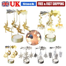 Christmas Rotating Spinning Candle Holder Xmas Party Decor Tealight Candlestick