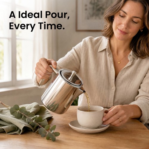 Stainless steel teapot with - stainless,