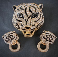 Crystal Tiger Cat Brooch