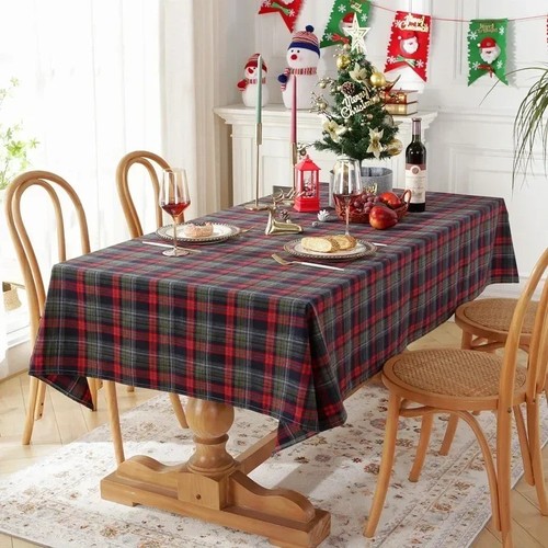 Christmas plaid tablecloth red - plaid,