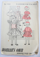 Vintage Sewing Pattern 1960s Womans Own Dolls Dress Clothing Fairy Costume 13"