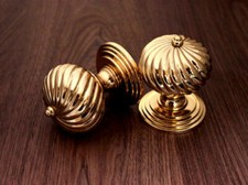 Polished Brass Door Knobs Pair