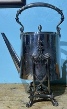 KJS3215 Jas Dixon & son silver plate large quality Tilt Kettle with Stand c1880
