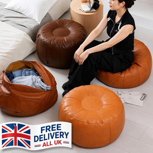 Unstuffed leather round - leather,