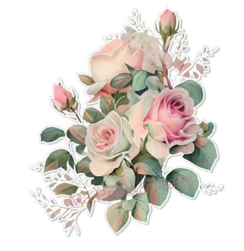 Watercolour rose stickers - rose,