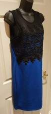 ?? STUNNING ?? QUIZ SIZE 14 BLUE BLACK LACE WIGGLE DRESS ? IMMACULATE ?