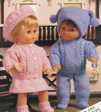 Knitting pattern copy 3840.   Dolls cabled clothes for 12-22 inch dolls.  DK
