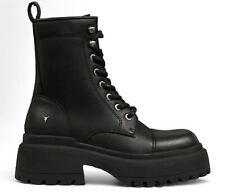 Windsor Smith Womens Black Leather Combat Boots Chunky Platform - Destroy