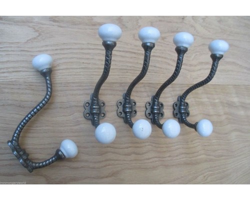 Rustic coat hooks - , white