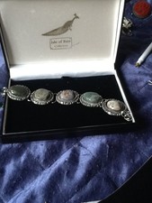 stunning vintage silver metal chunky Agate bracelet