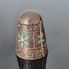 Silver Enamel Sewing Thimble