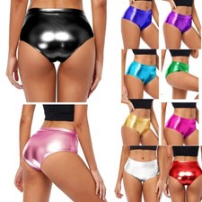 UK Women Shiny Metallic Brief Underwear Festival Bottoms Nightclub Dancing Short