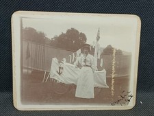 Antique 1898 Victorian Photograph Woman Costume Sailor Ship Bicycle Fancy Dress
